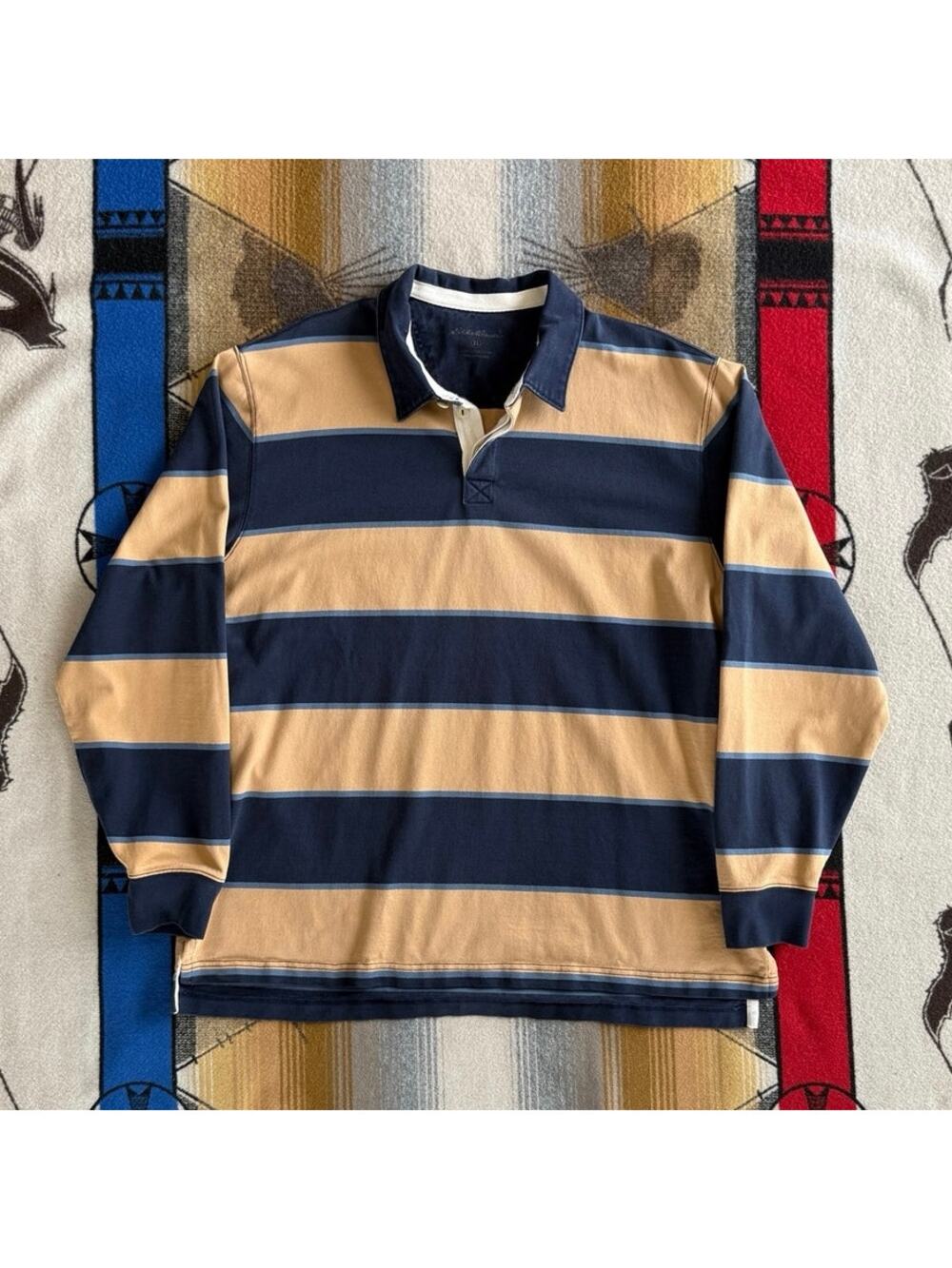 Vintage Men’s Eddie Bauer Long Sleeve Rugby Shirt Size XL Striped CottageCore